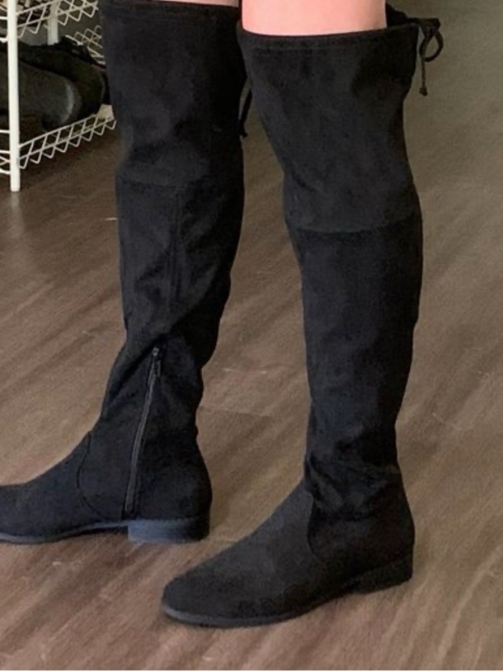 Kelly & Katie Black Over-the-Knee Tie-Back Boots